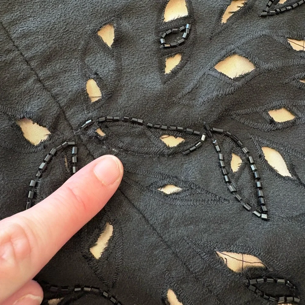 KAS New York Mari Beaded Cutout Black Dress XS - Picture 10 of 10